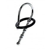 Серебристый уретральный плаг-бусины TOYFA Metal с мягким фиксириющим кольцом - ToyFa - купить с доставкой в Рязани