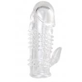 Прозрачная гелевая насадка с шипами и клиторальным отростком - 13 см. - Toyfa Basic - в Рязани купить с доставкой