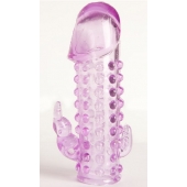 Закрытая фиолетовая насадка с 2 отростками - 13 см. - Toyfa Basic - в Рязани купить с доставкой