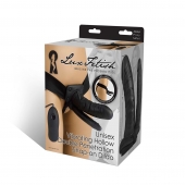 Полый страпон с двумя отростками и вибрацией Unisex Vibrating Hollow Strap-On Double Penetrating Dildo - 17,8 см. - Lux Fetish - купить с доставкой в Рязани