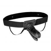 Полый страпон с двумя отростками и вибрацией Unisex Vibrating Hollow Strap-On Double Penetrating Dildo - 17,8 см. - Lux Fetish - купить с доставкой в Рязани