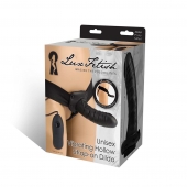 Чёрный полый страпон с вибрацией Unisex Vibrating Hollow Strap-On - 14 см. - Lux Fetish - купить с доставкой в Рязани