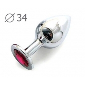 Коническая серебристая анальная втулка с малиновым кристаллом - 8,2 см. - Anal Jewelry Plug - купить с доставкой в Рязани