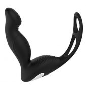 Черный вибромассажер простаты P-PLEASER W ERECTION ENHANCE - Dream Toys - в Рязани купить с доставкой