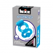 Голубое эрекционное виброкольцо Luxe VIBRO  Дьявол в доспехах  + презерватив - Luxe - в Рязани купить с доставкой