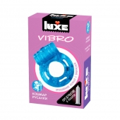 Голубое эрекционное виброкольцо Luxe VIBRO  Кошмар русалки  + презерватив - Luxe - в Рязани купить с доставкой