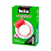 Розовое эрекционное виброкольцо Luxe VIBRO  Поцелуй стриптизёрши  + презерватив - Luxe - в Рязани купить с доставкой