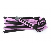 Черно-розовая плеть из замши - 58 см. - БДСМ Арсенал - купить с доставкой в Рязани