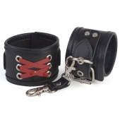 Кожаные наручники с декоративной лаковой шнуровкой - Sitabella - купить с доставкой в Рязани