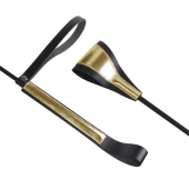 Черно-золотистый стек с хлопушкой из кожи - 62 см. - Sitabella - купить с доставкой в Рязани