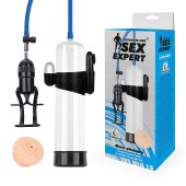 Прозрачная вакуумная вибропомпа Sex Expert с насадкой-вагиной - Sex Expert - в Рязани купить с доставкой