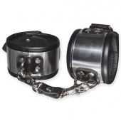 Эффектные серебристо-черные наручники с металлическим блеском - Sitabella - купить с доставкой в Рязани