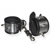 Серебристо-черные наручники с шипами и металлическим блеском - Sitabella - купить с доставкой в Рязани