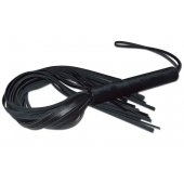 Чёрная кожаная плеть с жесткой ручкой - 63 см. - Sitabella - купить с доставкой в Рязани