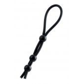 Черное лассо на пенис с тремя бусинами - A-toys - в Рязани купить с доставкой