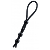 Черное лассо на пенис с тремя бусинами - A-toys - в Рязани купить с доставкой