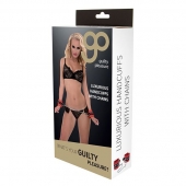 Красно-чёрные наручники на металлической цепочке - Blush Novelties - купить с доставкой в Рязани