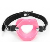 Розовый кляп-губки на черном ремешке - Notabu - купить с доставкой в Рязани