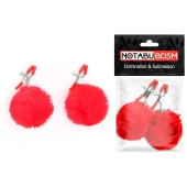 Зажимы для сосков с красным пушком - Notabu - купить с доставкой в Рязани