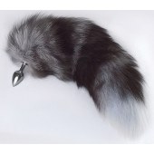 Серебристая анальная пробка с пушистым хвостом - Sitabella - купить с доставкой в Рязани