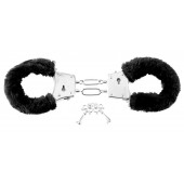 Меховые чёрные наручники Beginner s Furry Cuffs - Pipedream - купить с доставкой в Рязани