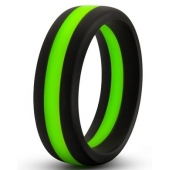 Черно-зеленое эрекционное кольцо Silicone Go Pro Cock Ring - Blush Novelties - в Рязани купить с доставкой