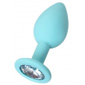 Мятная анальная пробка с прозрачным кристаллом Brilliant - 7 см. - ToyFa - купить с доставкой в Рязани