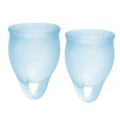 Набор голубых менструальных чаш Feel confident Menstrual Cup - Satisfyer - купить с доставкой в Рязани