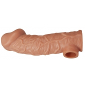 Телесная насадка на фаллос с отверстием для мошонки EXTREME SLEEVE - 17,6 см. - KOKOS - в Рязани купить с доставкой