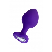 Фиолетовая анальная втулка Diamond Heart с прозрачным кристаллом - 8 см. - ToyFa - купить с доставкой в Рязани