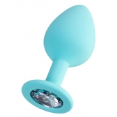 Мятная анальная втулка Brilliant с прозрачным кристаллом - 8 см. - ToyFa - купить с доставкой в Рязани