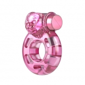 Розовое эрекционное кольцо с вибрацией Pink Bear - Baile - в Рязани купить с доставкой