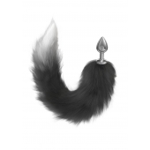 Серебристая анальная пробка с черным хвостом Galaxy - Lola Games - купить с доставкой в Рязани