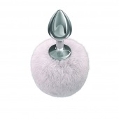 Серебристая анальная пробка с белым пушистым хвостиком Twinkle - Lola Games - купить с доставкой в Рязани