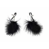 Зажимы на соски с черным пухом Euphoric - Lola Games - купить с доставкой в Рязани