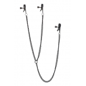 Черные зажимы на соски и клитор на цепочке DELUXE NIPPLE   CLIT CLAMPS - Dream Toys - купить с доставкой в Рязани