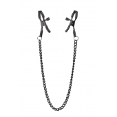 Черные зажимы на соски на цепочке BLAZE DELUXE NIPPLE CLAMPS - Dream Toys - купить с доставкой в Рязани