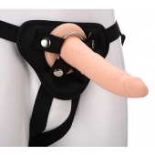 Телесный страпон на черных трусиках STRAP ON REAL DILDO - 20 см. - Dream Toys - купить с доставкой в Рязани