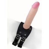 Черный узкий пояс на бедро с телесной насадкой - LOVETOY (А-Полимер) - купить с доставкой в Рязани