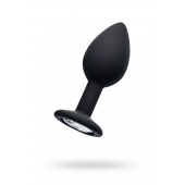 Черная анальная втулка с прозрачным стразом - 7,2 см. - POPO Pleasure - купить с доставкой в Рязани