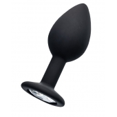 Черная анальная втулка с прозрачным стразом - 7,2 см. - POPO Pleasure - купить с доставкой в Рязани