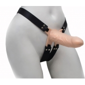 Пустотелый реалистичный фаллопротез на ремешках с заклепками - 15,5 см. - LOVETOY (А-Полимер) - купить с доставкой в Рязани