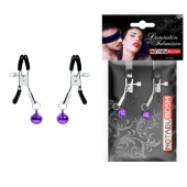 Оригинальные зажимы на соски с фиолетовыми шариками - Notabu - купить с доставкой в Рязани