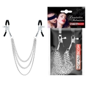 Оригинальные зажимы на соски с тройной цепочкой - Notabu - купить с доставкой в Рязани