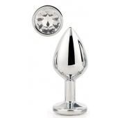 Серебристая анальная втулка с прозрачным кристаллом - 7,1 см. - Dream Toys - купить с доставкой в Рязани