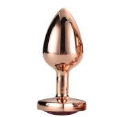 Золотистая анальная втулка с кристаллом-сердечком розового цвета - 7,1 см. - Dream Toys - купить с доставкой в Рязани