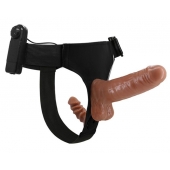 Страпон с вагинальной пробкой и вибрацией Ultra Passionate Harness - 16 см. - Baile - купить с доставкой в Рязани