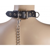 Черный кожаный ошейник Big Ring - Sitabella - купить с доставкой в Рязани