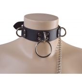 Черный кожаный ошейник Big Ring - Sitabella - купить с доставкой в Рязани