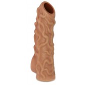 Телесная насадка с венками и открытой головкой Nude Sleeve M - 12 см. - KOKOS - в Рязани купить с доставкой